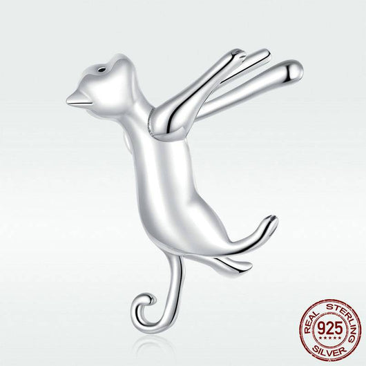Arete de Plata 925 con Diseño de Gatito Lindo - Pieza Individual - Image 2