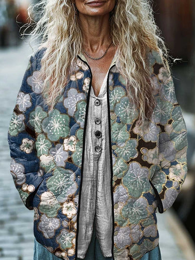 Chaqueta Acolchada de Algodón para Mujer con Estampado Floral Digital - Image 6