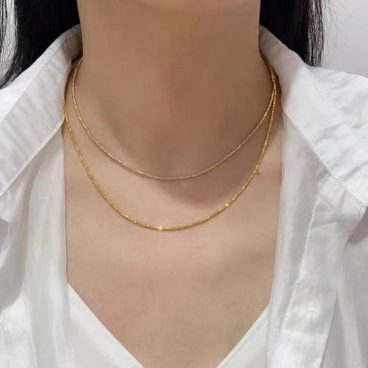 Collar de Oro 18K con Cadena de Ondas y Cuentas Láser - Image 4
