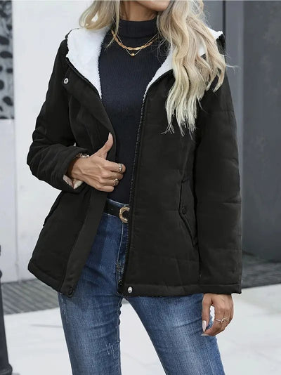 Abrigo de Invierno con Forro Polar y Capucha - Estilo Preppy Elegante para Mujer - Image 23