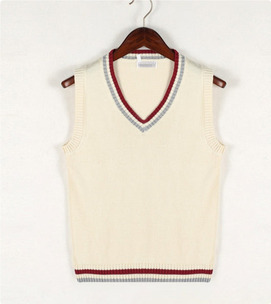 Chaleco de Punto Hombre Talla Grande Cuello V Rayas Estilo Universitario Oversized - Image 7