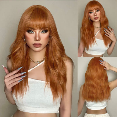 Peluca Larga Naranja para Mujer