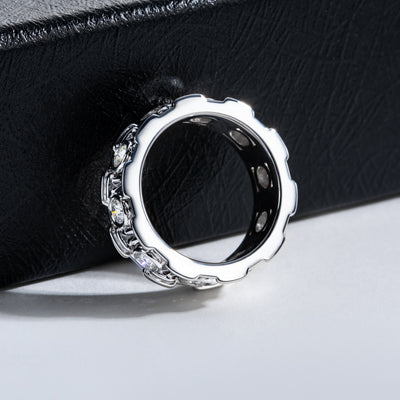 Anillo Lujo Ligero Plata 925 con Incrustación Columna Romana y Moissanita para Mujer - Image 3