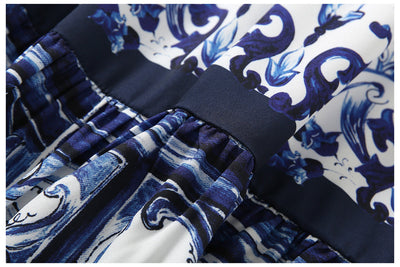 Vestido de Verano Azul y Blanco con Estampado de Tirantes de Porcelana - Image 11