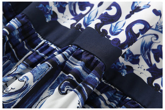 Vestido de Verano Azul y Blanco con Estampado de Tirantes de Porcelana - Image 11