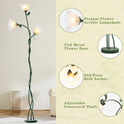 Lámpara de Pie Floral Estilo Provenzal Crema - Image 15