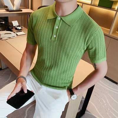 Polera Slim-fit de Algodón Puro con Cuello Solapa - Image 12