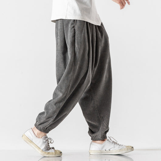 Pantalones Harem de Pana Suelta Talla Grande para Hombre - Image 15