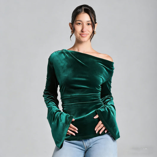 Blusa Entallada con Pliegues y Mangas Acampanadas - Image 12
