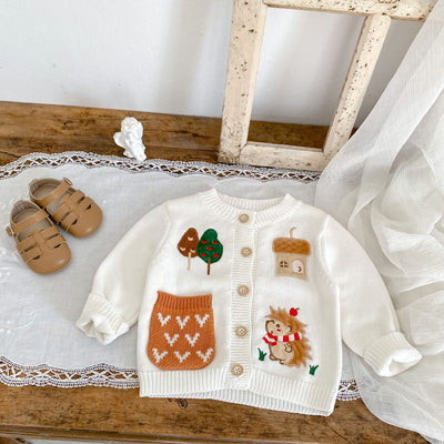 Cardigan Infantil de Algodón con Patrón de Dibujos Animados y Bordado - Image 10