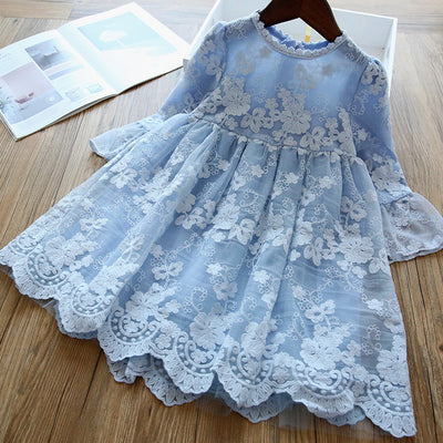Vestido Princesa de Encaje Manga Corta Primavera Otoño - Image 9