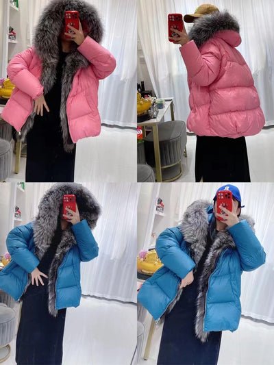 Chaqueta de Plumón con Cuello de Piel de Zorro para Mujer - Image 20