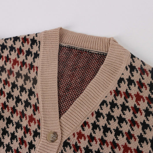 Suéter Suelto Estampado Pata de Gallo para Mujer - Image 14