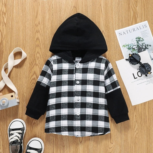 Chaqueta Camisa a Cuadros con Capucha para Niño - Estilo Casual Moderno - Image 10