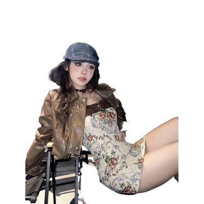 Vestido Retro Otoñal con Estampado Floral y Tirantes para Mujer - Image 2