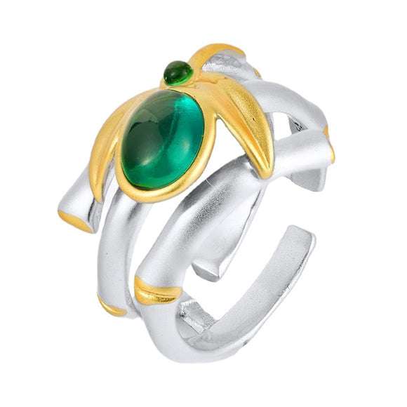 Anillo de Esmeralda Elegante en Aleación para Mujer