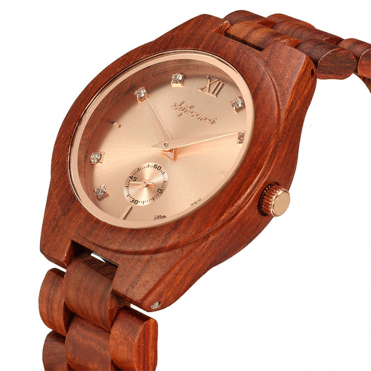 Reloj de Pulsera Hombre Madera Roja con Correa Creativa y Movimiento de Cuarzo - Image 9