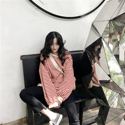 Camisa Oversized a Rayas de Manga Larga Suelta - Image 17