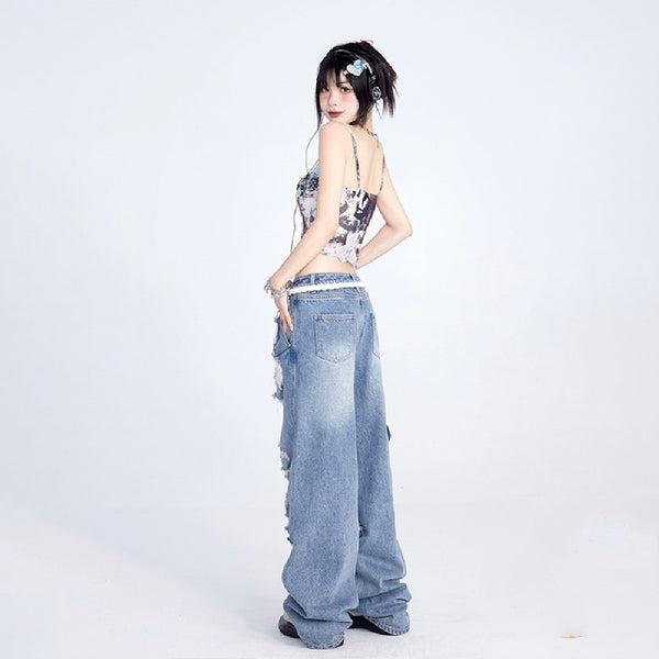 Jeans Anchos Rotos para Mujer