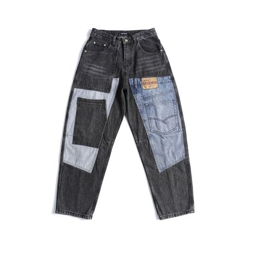 Jeans Vintage Deconstruido con Parches Pesados Lavado Retro - Image 3