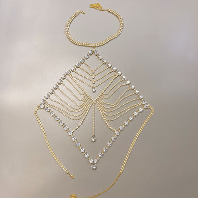 Cadena Corporal Corazón Melocotón con Diamantes de Agua y Borlas - Image 6