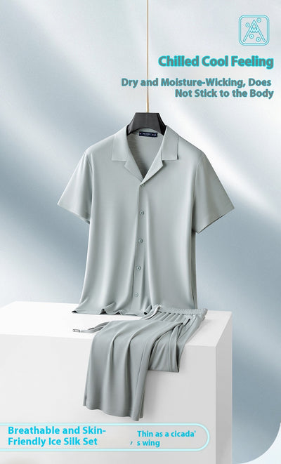 Conjunto Casual de Seda de Hielo para Hombre - Image 21