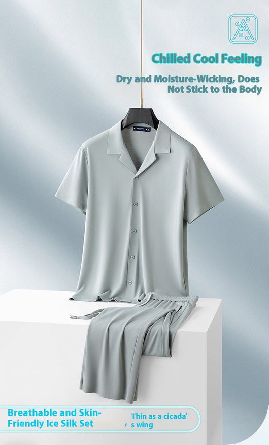 Conjunto Casual de Seda de Hielo para Hombre - Image 21