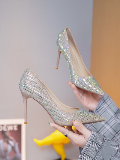 Zapatos de Tacón Stiletto Diamantados para Mujer - Pumps Elegantes Puntiagudos para Damas de Honor - Image 6