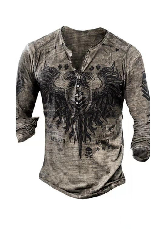 Camiseta Casual de Manga Larga con Estampado Moderno para Hombre