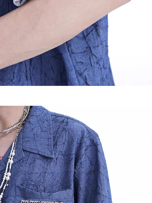 Camisa Texturizada Plisada de Diseño Exclusivo para Hombre - Image 28