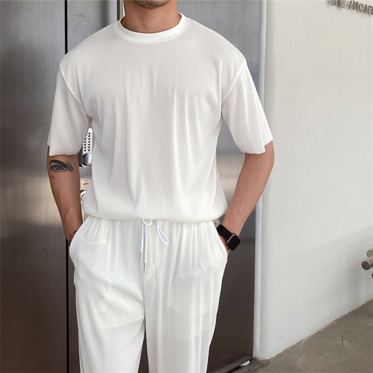 Traje Ejecutivo Plisado en Seda Helada - Manga Corta - Image 4