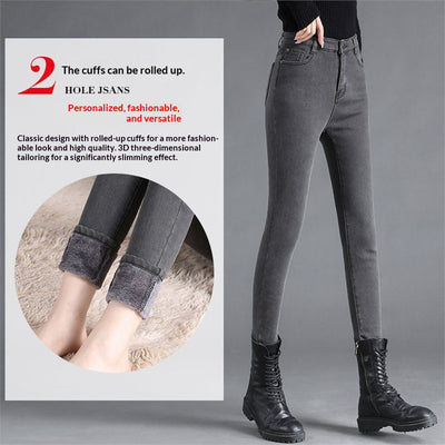 Jeans Talle Alto Forrados en Polar Extra Gruesos para Mujer - Image 6