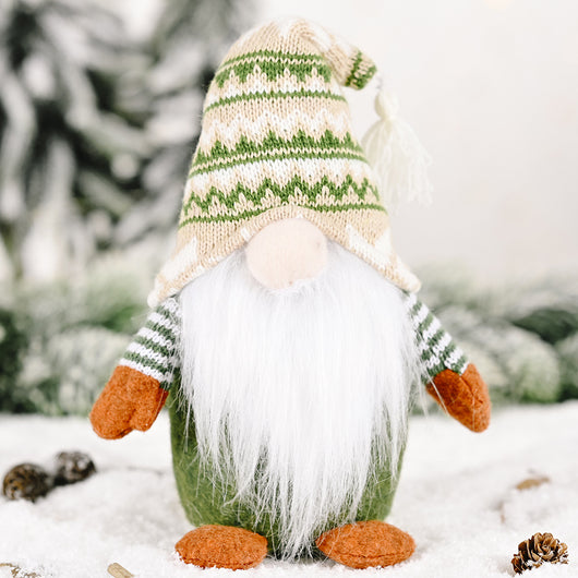 Adorno Navideño Muñeca Anciano Bosque con Gorro Tejido de Copo de Nieve - Image 63
