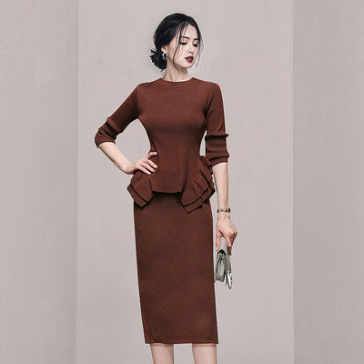 Conjunto Elegante: Blusa Tejida Elástica y Falda Ajustada - Image 3