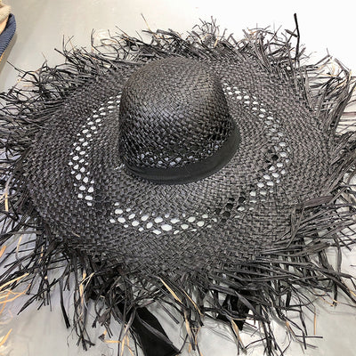 Sombrero de Rafia con Ala Ancha y Borlas Coloridas - Protección Solar Elegante - Image 4