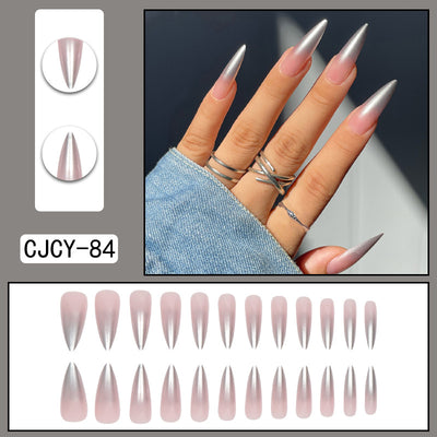 Uñas Postizas Degradado Floral con Efecto Espejo Electroplatado - Image 14