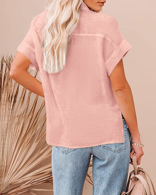 Camisas de Algodón y Lino para Mujer - Manga Corta Casual Verano - Image 15