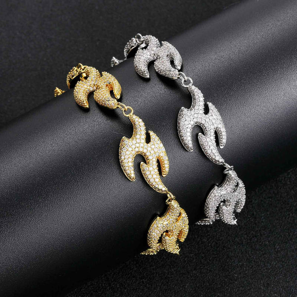 Pulsera Geométrica Golondrina con Micro Diamantes - Accesorio Hip Hop