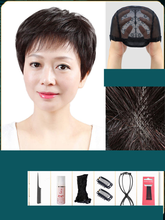 Peluca Corta de Cabello Humano Natural para Mujer - Image 2