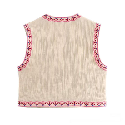 Chaleco Casual Reversible de Diseño Francés con Bordado Bicolor - Image 20