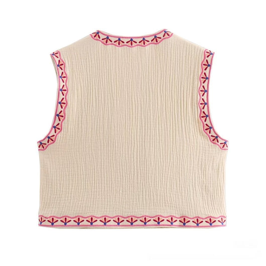 Chaleco Casual Reversible de Diseño Francés con Bordado Bicolor - Image 20
