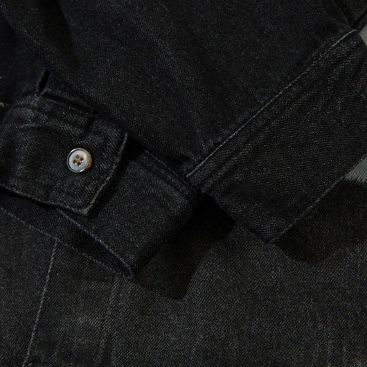 Chamarra Denim Estampado Abstracto Oscuro - Image 4