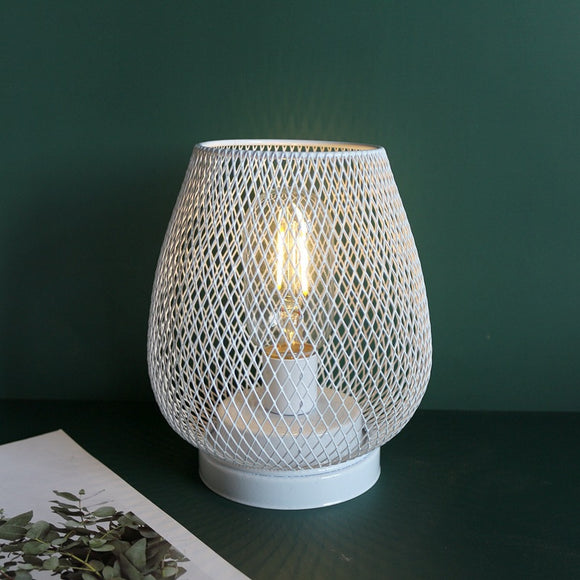 Lámpara de Escritorio Estilo Retro con Jaula de Pájaro Hueca - Luz Nocturna a Batería