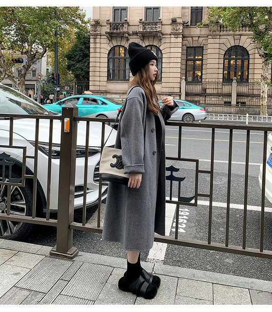 Abrigo de Lana Hepburn Coreano Suelto Midi para Otoño e Invierno - Image 28