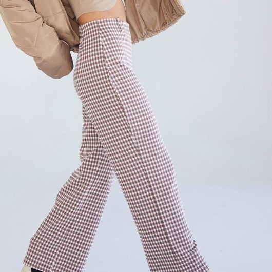 Pantalones Rectos de Cintura Alta con Estampado Pata de Gallo - Image 10