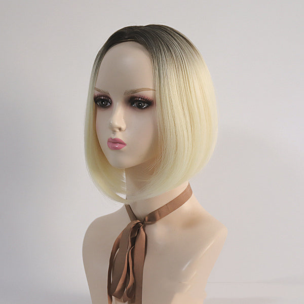 Peluca Bob Corto Degradado con Flequillo Lateral para Mujer