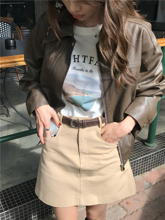 Chaqueta de Cuero Cropped Retro Americana para Mujer - Estilo Cool y Sofisticado - Image 30
