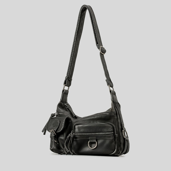 Bolso Moto Retro Hot Girl Marrón Multibolsillos - Image 7