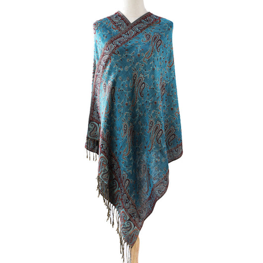 Bufanda Jacquard de Cachemira Clásica Multiusos con Flecos de Anacardo - Image 6
