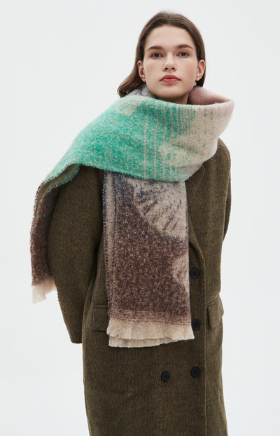 Bufanda Estilo Europeo Jacquard Hoja de Ginkgo - Image 20